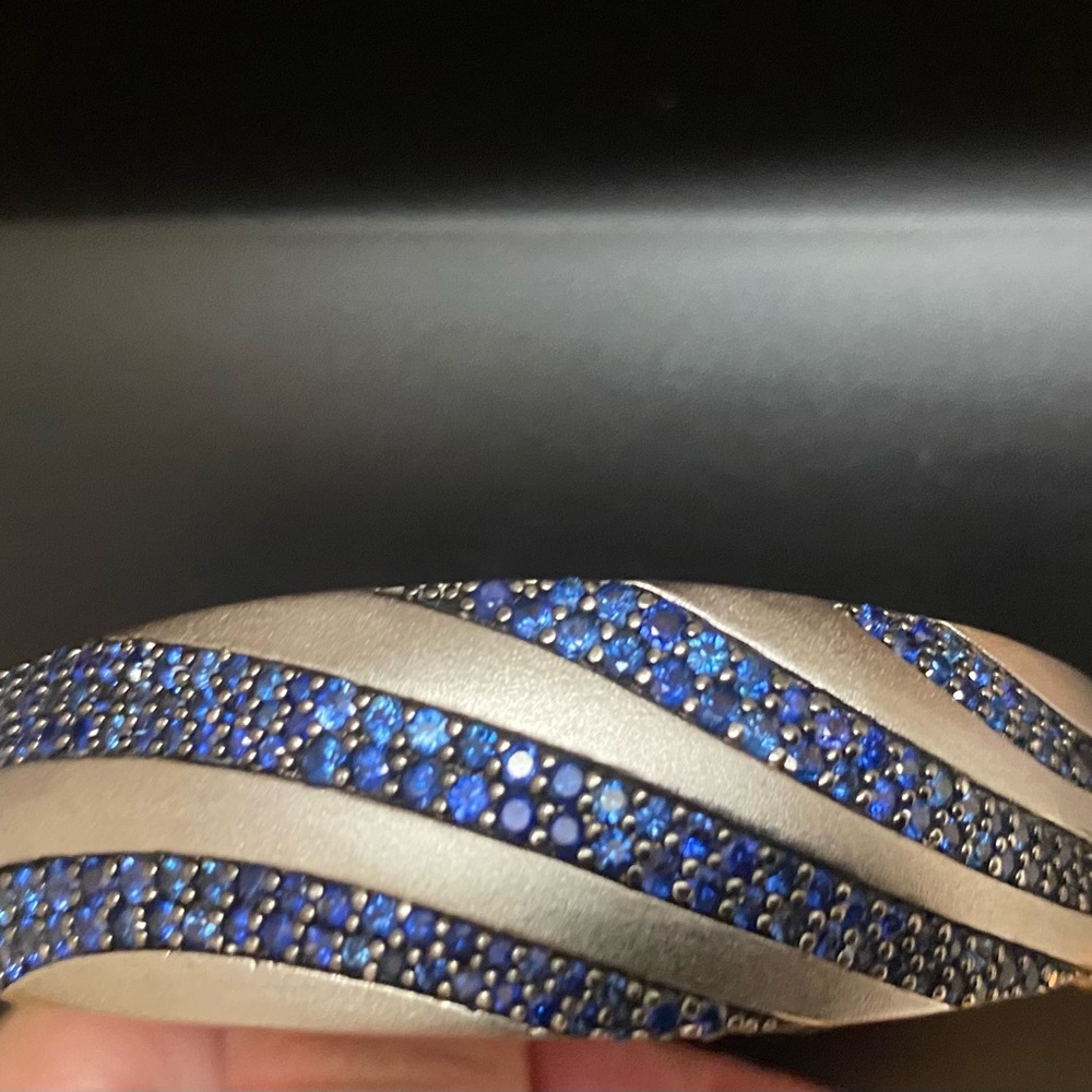 Effy Balissima Sterling Silver bangle bracelet with Pave Sapphires